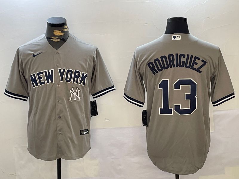 Men New York Yankees #13 Rodriguez Grey Game 2024 Nike MLB Jersey style 5->new york yankees->MLB Jersey